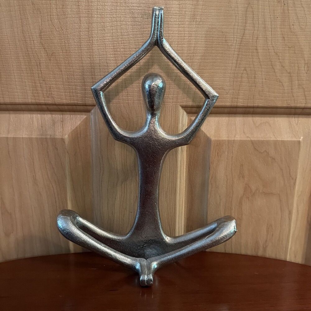 Cast Aluminum Woman In Meditation Yoga Pose Statue.  Good Condition. Ships Fast!